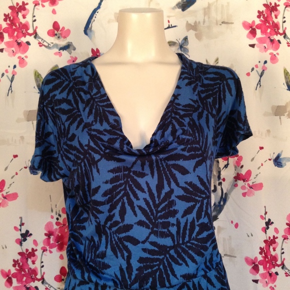 Banana Republic Blue Cowl Neck Dress Size S - Picture 3 of 8